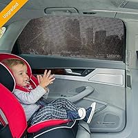 Lecone Upgraded Car Window Shade, 2nd Generation Reusable Perforated Static Cling Tint Film, Electrostatic Self-Adhesive Sun Blocker Screen for Vehicle New (Pack of 2)