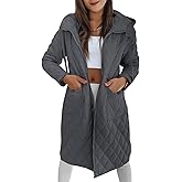 Imily Bela Womens Long Quilted Puffer Jacket Lightweight Zip Up Hooded Drawstring Winter Coats Outerwear with Pockets