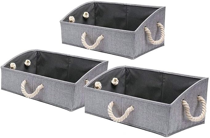 Caja Almacenamiento, Tela Cestas Almacenamiento Plegable Armario Organizador Trapecio Almacenamiento, Estilo Bambú Gris - [3 Paquetes]: Amazon.es: Hogar