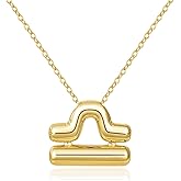 KissYan Zodiac Necklace, 14K Gold Plated Bubble Constellation Horoscope Sign Pendant Astrology Jewelry Birthday Gifts for Women
