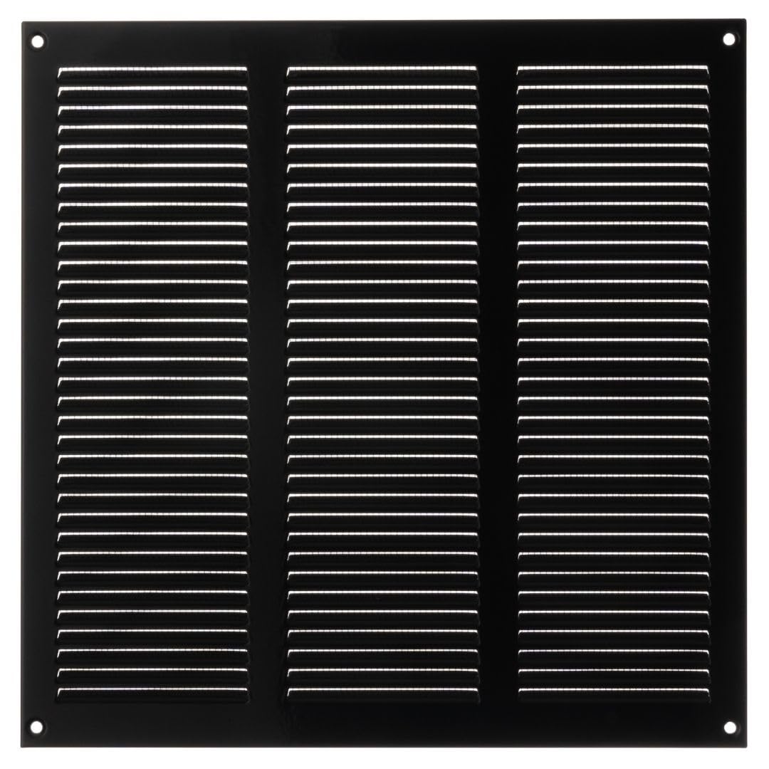 300 x 300 mm Black Metal Ventilation Grille - Air Vent Grille with Mosquito Net