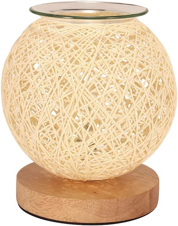 TIEMORE Rattan Electric Oil Burner Scentsy Wax Melt Burner with Light