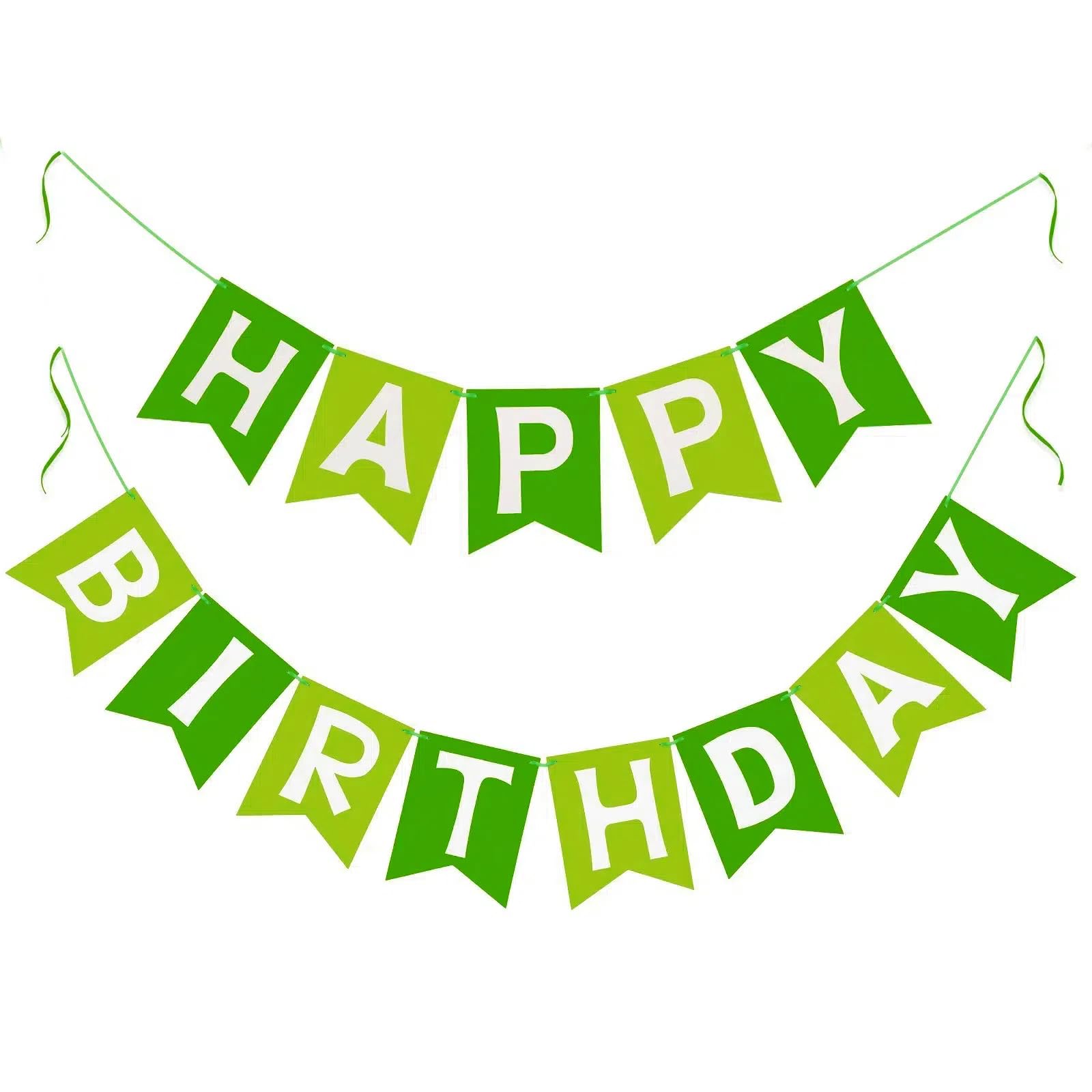 G2PLUS Pre-strung Happy Birthday Banner Green: 16 x 20CM Large, No-DIY Birthday Banner for Boys and Girls Birthday Party Decorations — image 1