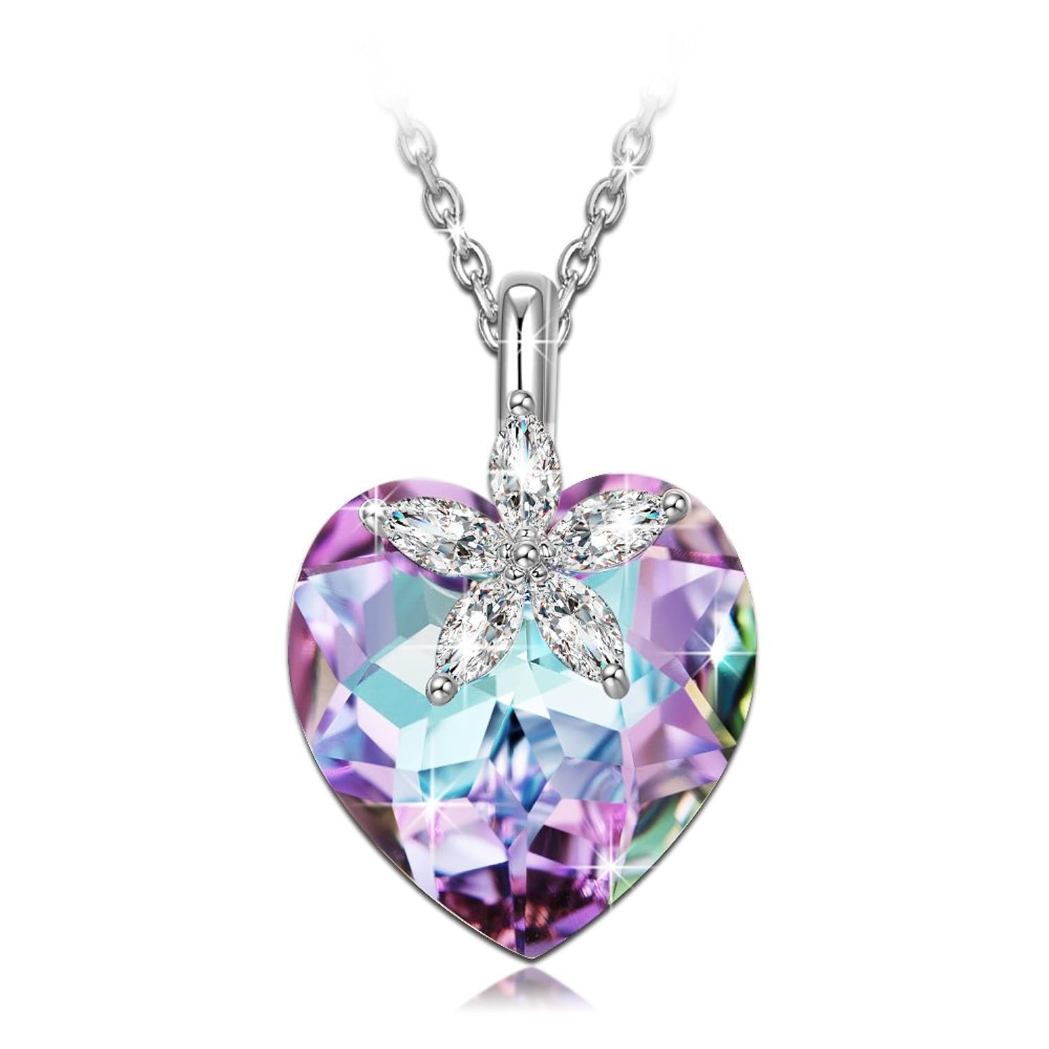 NINASUN Bauhinia Blossom Plata Colgante Collar Mujer Violet Fabricados con Cristales SWAROVSKI®