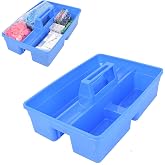 Plastic Storage Tool Tray Tote for Versatile Multiuse Tool Caddy with Attached Portable Handle Organize Carry Tools Farm Veterinary Tool Box Veterinary Medicine box (Plastic Handle Blue Tray)