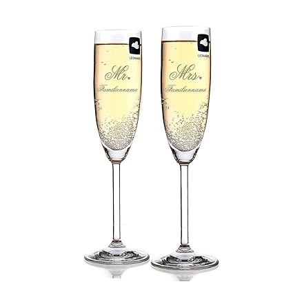 Leonardo 2 Sektgläser zur Hochzeit mit Gratis Mr. & Mrs. Gravur