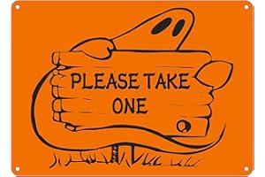 KOARA Please Take One Sign Halloween - Halloween Porch Sign Perfect for Candy Bowl, Trick or Treat Happy Halloween Hanging Sign, 10"×7" Reflective Aluminum Take One Halloween Sign