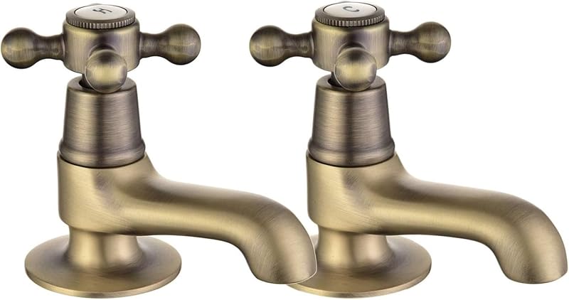 Peppermint Basin Pillar Taps Pair Antique Brushed Bronze Twin Bathroom Mixer
