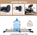 Hershii Expandable Closet Tension Shelf Rod Black 19.69-31.5in Organizer view 4