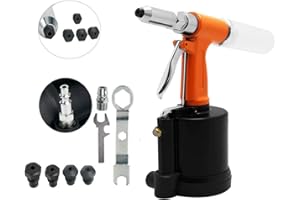 VOTOER Pneumatic Rivet Gun Hydraulic Air Riveter Tool Labor Saving Rivet Riveting Nut Nail Insert Hand Tool Set, 1/4-inch 3/1
