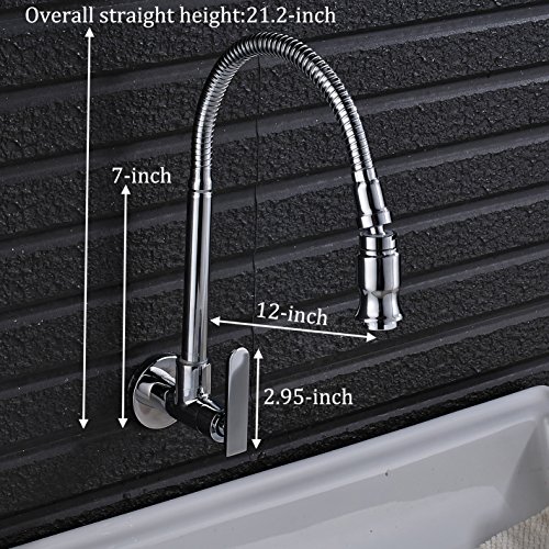 Rozin Wall Mounted Flexible Rotatable Spout Sink Faucet Single Cold Water Tap