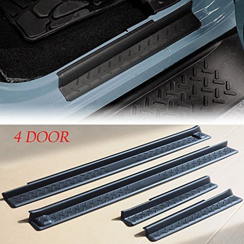 POMAR 4pcs/set Black ABS Front and Rear Entry Guards Door Entry Sill Plate Protectors For Jeep Wrangler JK 4 Door