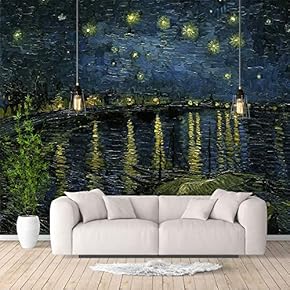 Wall Murals for Bedroom Starry Night by Van Gogh Famous Paintings Large Removable Wallpaper Peel and Stick Wall Stickers - 66x96 inches