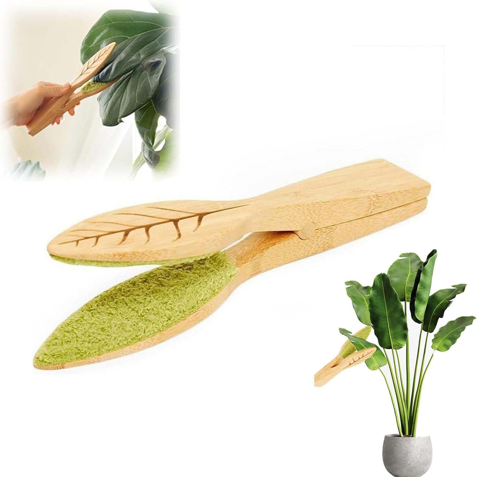 MUYAPAY Leaf Cleaning Pliers, Natural Plant Cleaning Brushes, Leaf Cleaning Brush with Wooden Handle, Efficient Plant Cleaning Brush for Plants Leaves