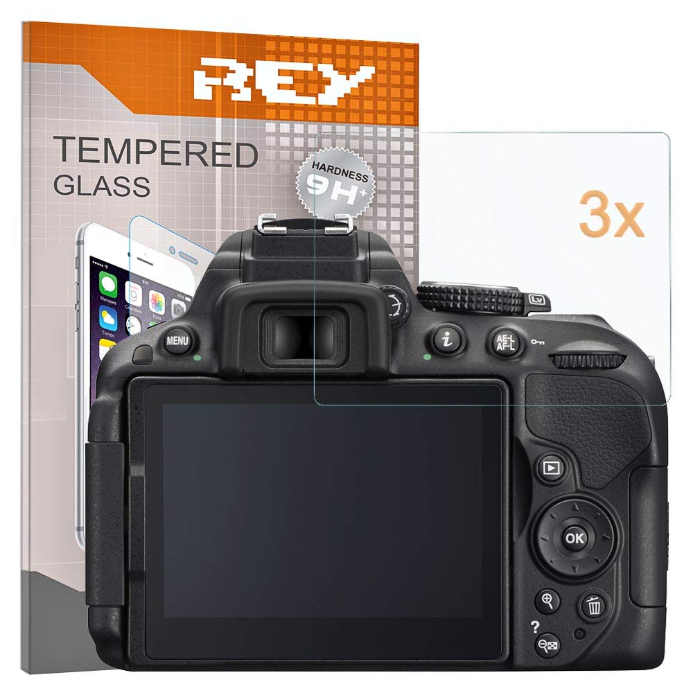 REY Screen Protector for NIKON D5300 - D5500 - D5600, Tempered Glass Film, Premium quality, [Pack 3x]