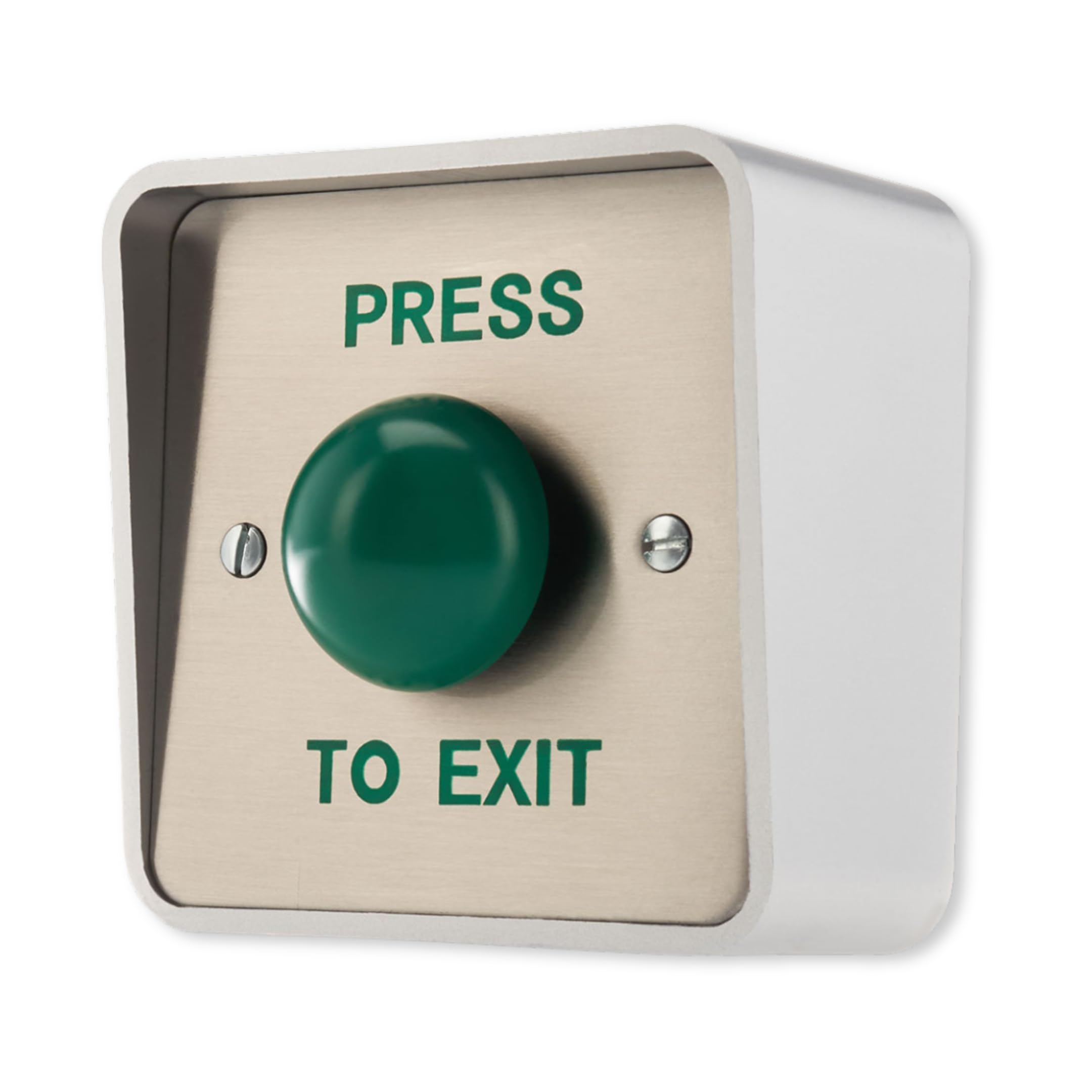 SecureMyDoor Outdoor IP65 PRESS TO EXIT Button | Weather Resistant Push Door Entry Release Switch for Access Control | Brushed Stainless Steel Plate with ABS Plastic Housing