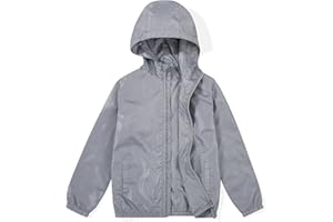 JOYSON Kid Boys Rain Jackets Lightweight Water-resistant Windbreaker Breathable Outerwear Raincoat with Hood