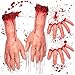 Pawliss Halloween Decorations Body Parts Severed Fake Arms Hands Fingers, Horror Bloody Props, Haunted House Decorations