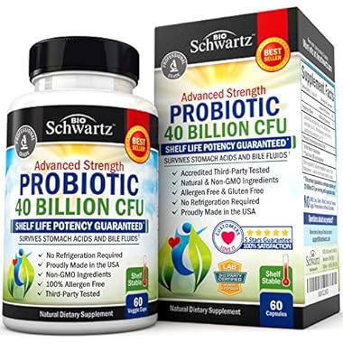 Daily Probiotic Supplement with 40 Billion CFU – Gut Health Complex with Astragalus and Lactobacillus Acidophilus Probiotic for Women and Men – Shelf Stable Pre and Probiotics for Digestive Health