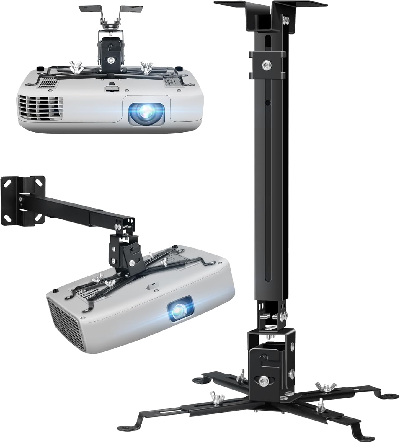 Photo 1 of 2-Be-Best Upgraded Projector Ceiling Mount - Adjustable Projector Wall Mount Max Load Capacity 42 LBS / 19KG Projectors Mounts Black Compatible with 3 or 4 Holes Projectors