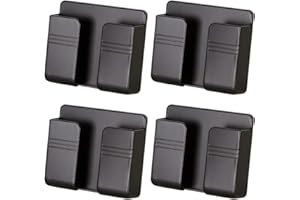 4PC Wall Mount Cell Phone Charger Holder, Black Adhesive Mobile Phone Wall Stand for Charger, Phone Holders for Shower Bed Wa