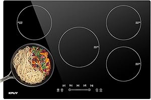 KPUY Induction Cooktop 30 Inch with 5 Burner, Electric Induction Burner 220-240V, 7400W Induction Stove Top with 9 Power Levels, Child Safety Lock & Timer, 30'' Induction Cooktop Hard Wire(No Plug)