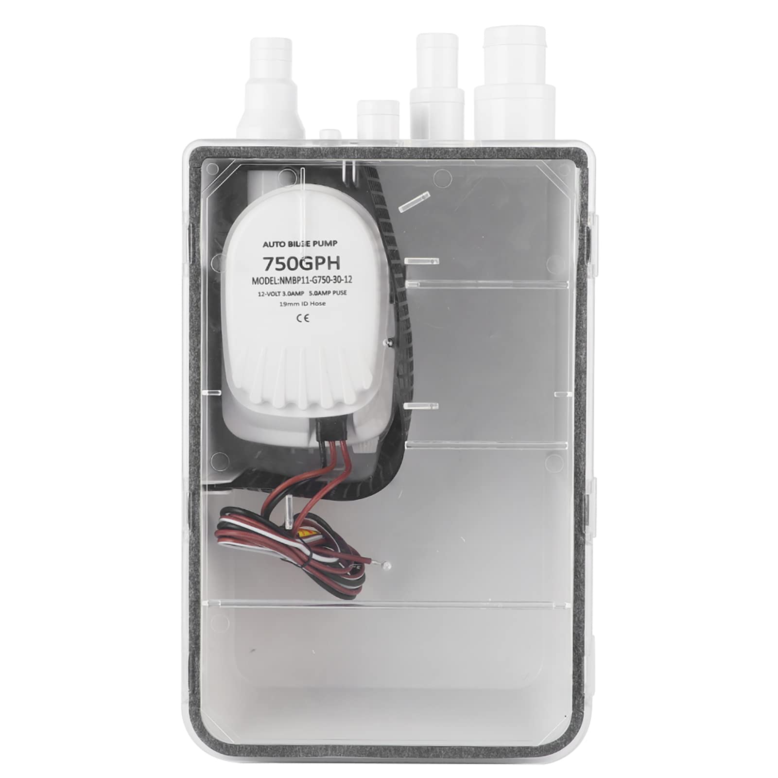 Bilge Drain Box, Shower Pump System Easy to Install Full Submersible Electric Pump The Unit Has a Variety of Air Inlet Size for for Rule(12V)