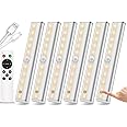 Remote Control Under Cabinet Lighting Wireless 6 Pack, 20-LED Dimmable Closet Lights Rechargeable Under Counter Light, Stick on Touch Night Light Strip Bar for Kitchen Stairway Bedroom, 3 Colors