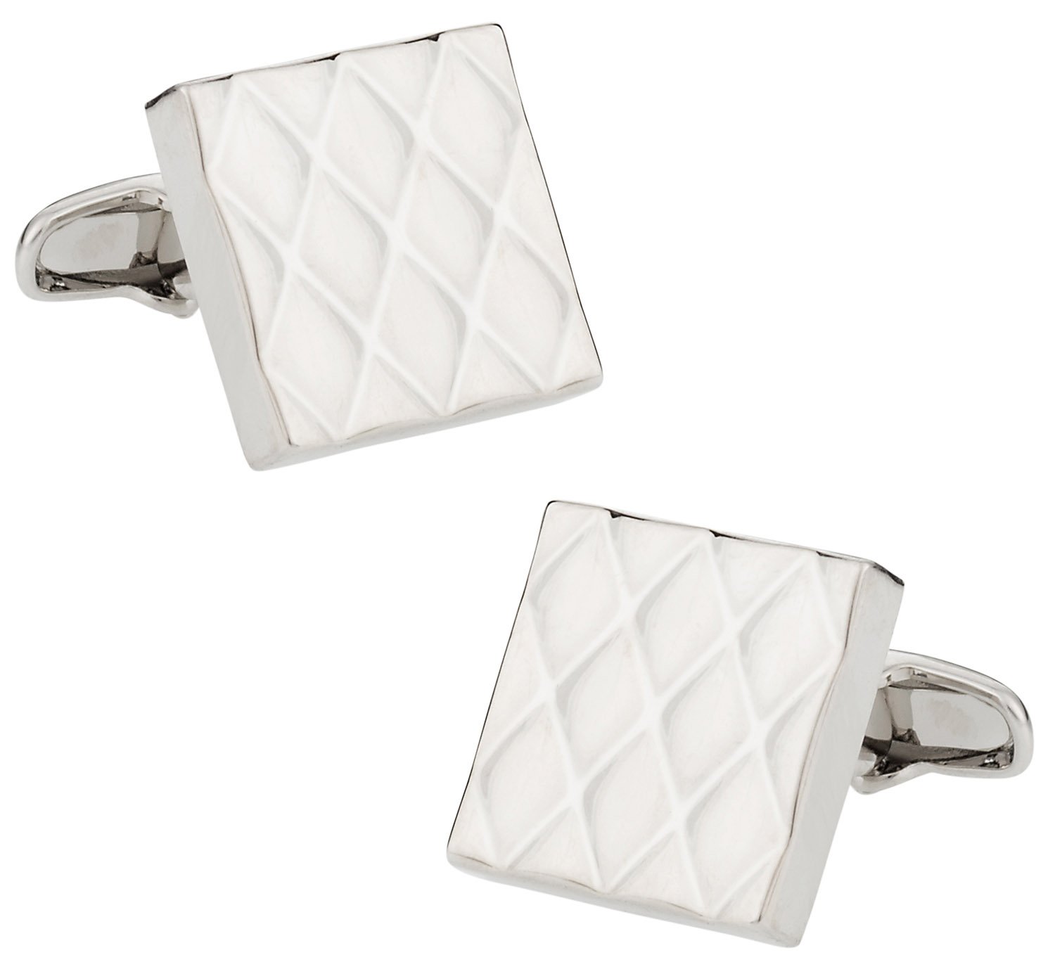 Quilted Metallic Silvertone Cufflinks