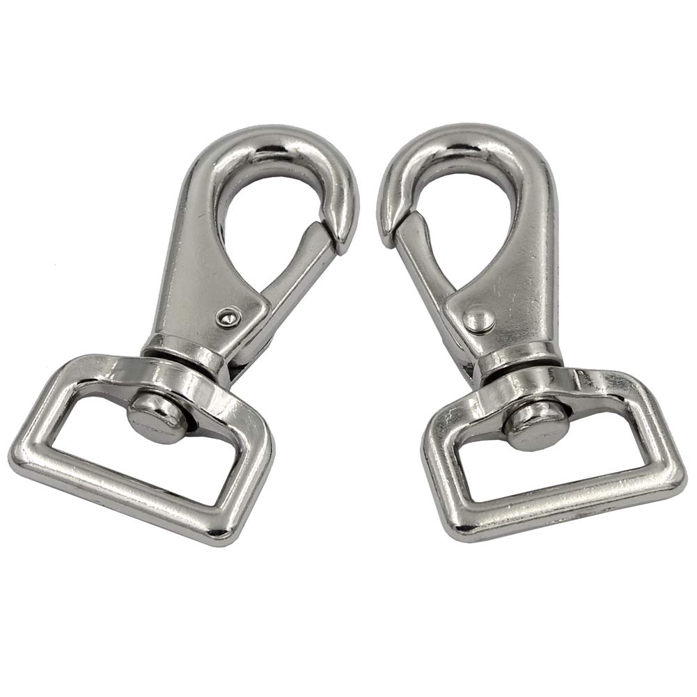 DGOL Metal Heavy Duty Trigger Swivel Eye Snap Fastener Clips Clasp Webbing Belt Spring Hooks for Pet, Silver, 1"