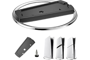 ASIEIT Vertical Stand for PS5/PS5 Slim, Universal Console Disc and Digital with Screw, Non-Slip Base, Easy-to-Install, PlayStation 5 Base Accessory Kits, Nice Look, Black