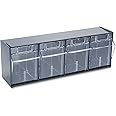 Deflecto 20404OP Four-bin horizontal tilt bin storage system, 23-5/8w x 6-5/8d x 8-1/8h, black