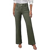 Sidefeel Women's Wide Leg Jeans High Waisted Tummy Control Stretchy Pockets Front Straight Leg Jeans