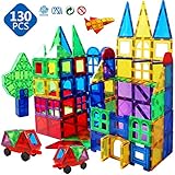 Magnet Building Tiles 130 Pcs 3D Toys Magnets Magnetic Blocks Set Preschool Toys Gifts for 3 4 5 Years Old Age Boys Girls and Toddlers.