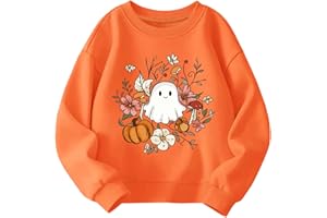 AQYLXLHH Toddler Halloween Sweatshirt Boys Girls Pumpkin Ghost Dinosaur Graphic Tees Kids Long Sleeve Outfit Tops 2-7t
