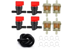 494768 698183 1/4" Fuel Gas Filter, Shut Off Valve, fuel line with Clamp for Kawasaki Kohler BS John Deere Murray Snapper Tor