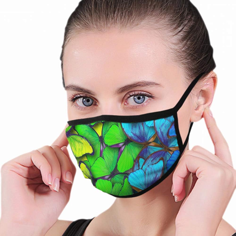 Colors Rainbow Multicolored Butterflies Morpho Color Dustproof Washable Reusable Mouth Cover Mask Respirator Germ Protective Safety Warm Windproof Mask