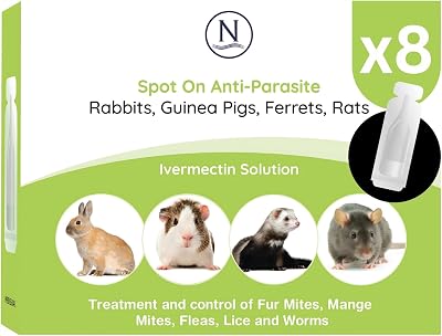 Naqua Anti-Parasite Spot On x8 for Rabbits Guinea Pigs Ferrets Rats Chinchillas