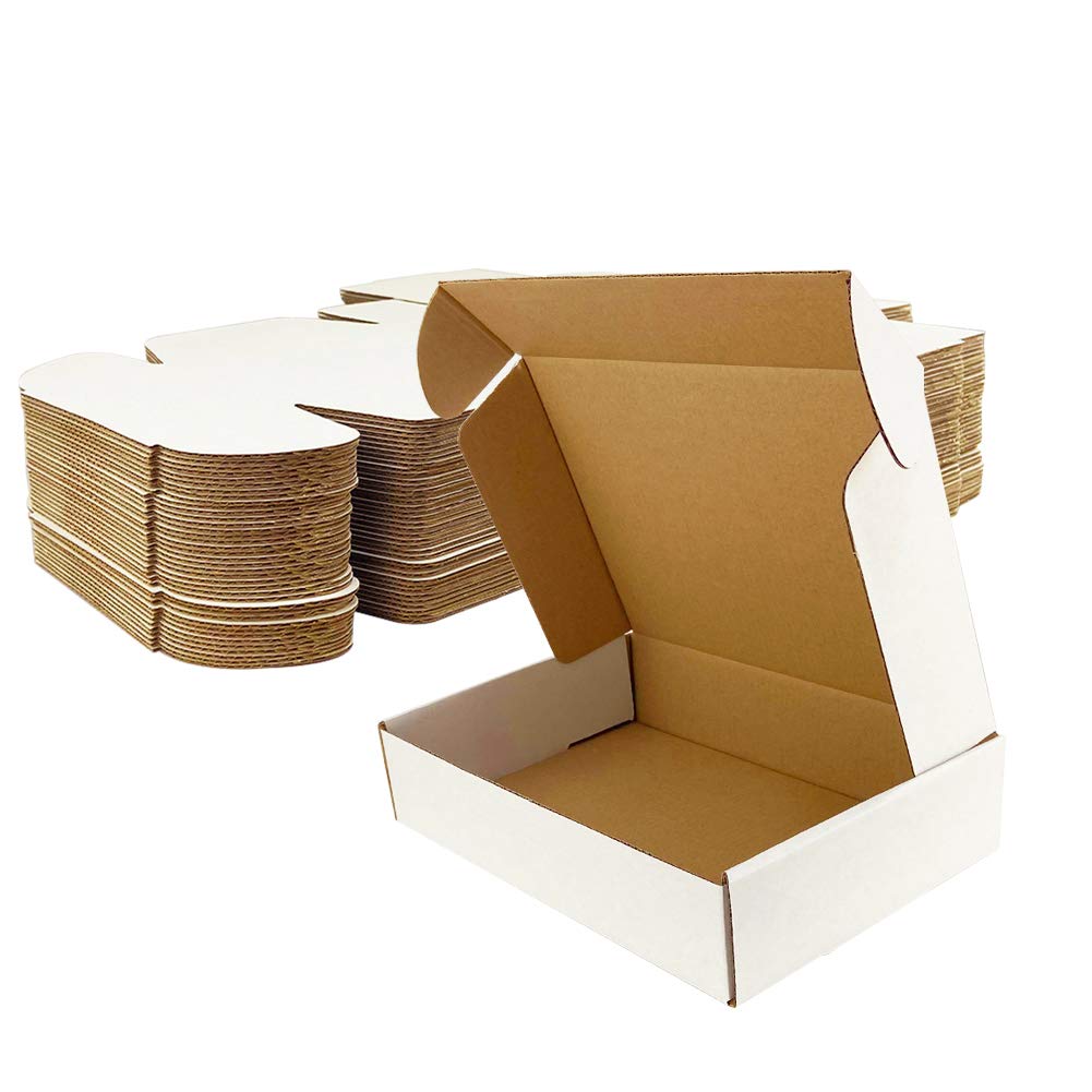 Giftgarden White Cardboard Shipping Boxes 23x15x5cm(9"x6"x2"), 25 Pack Corrugated Postal Letter Mailing Boxes