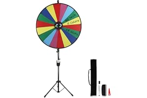 iElyiEsy 30" Prize Wheel with Folding Tripod Floor Stand Height Adjustable 18 Slots Spin Wheel for Prizes with Dry Erase Markers & Eraser for Carnival Trade Show (30 Inch)
