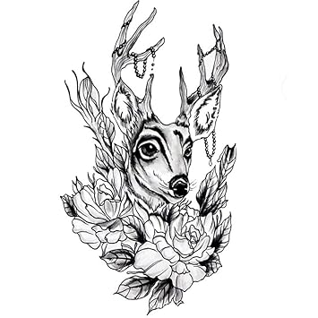 Amazon Com Men Women Deer Flower Arm Lasting Waterproof Tattoo Stickers Body Art Decal Soundsbeauty Beauty