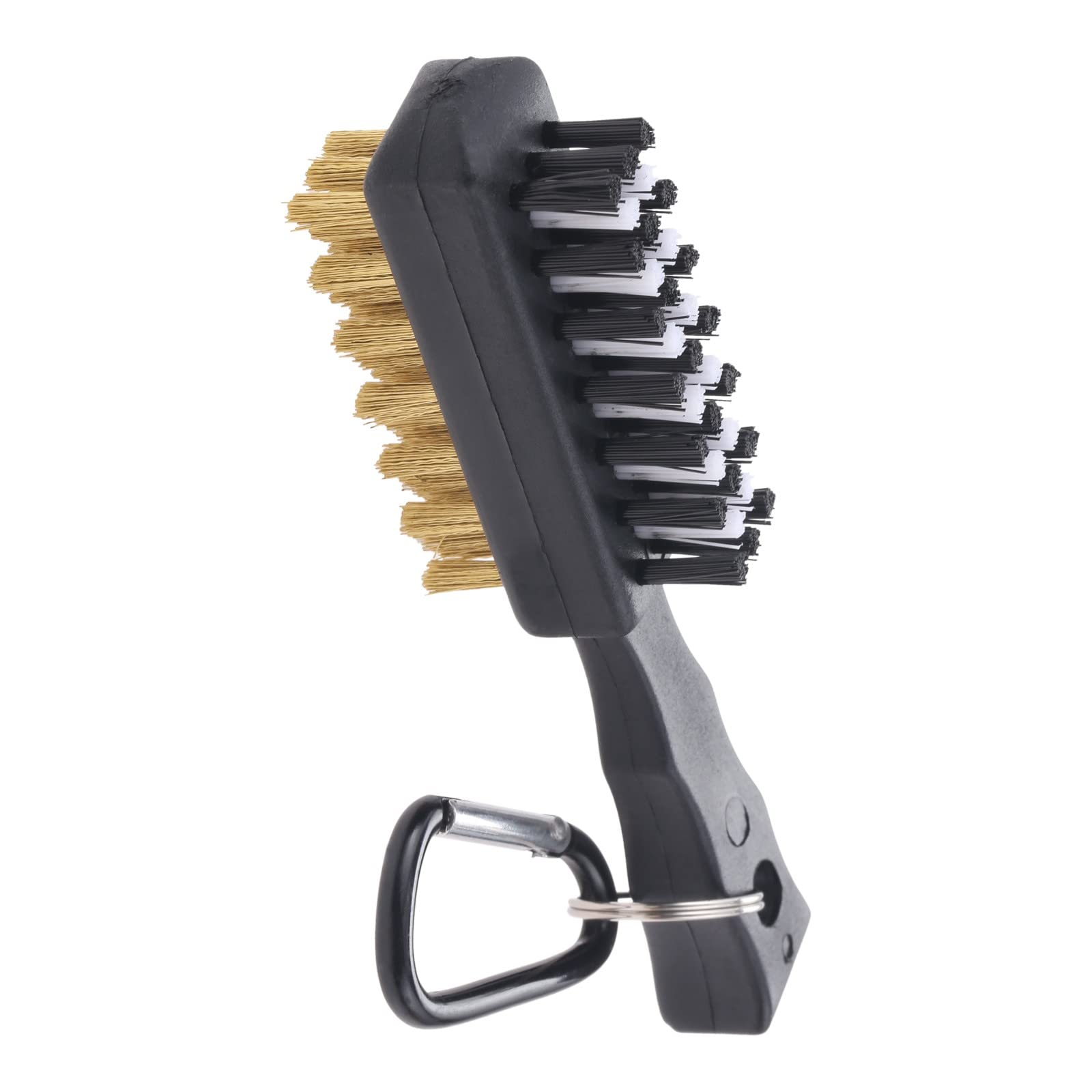 Gohantee Golf Club Brush Groove Cleaner Tools Dual Sided - 2 in 1 Golf Groove Cleaner Nylon Metal Durable Golf Cleaning Tool for Irons Balls Shoes Spike - Easy Attach to Golf Bag (1 Pack)