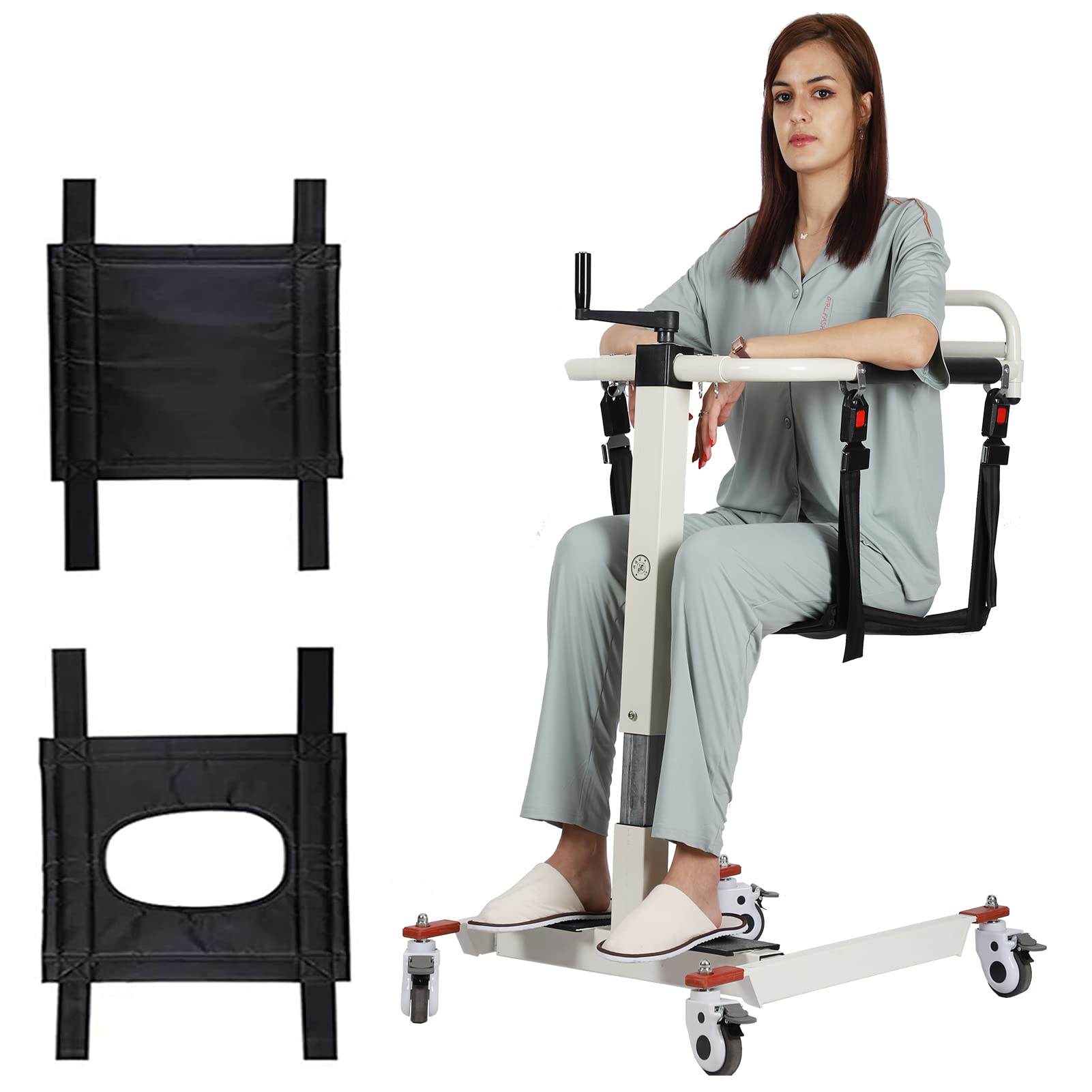 Photo 1 of Patient Lift Transfer Chair, Patient Lift for Home Wheelchair Portable Car Lift Aid Transport Chair, Lightweight Bedside Bathroom Wheelchair for Caregivers Elderly Living (Basic Backrest)
