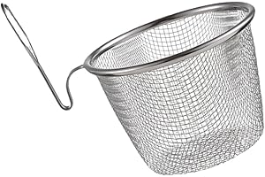 BAZEITFLOW Stainless Steel Mesh Strainer Basket with Short Handle Japanese Style Kitchen Skimmer Spoon for Hot