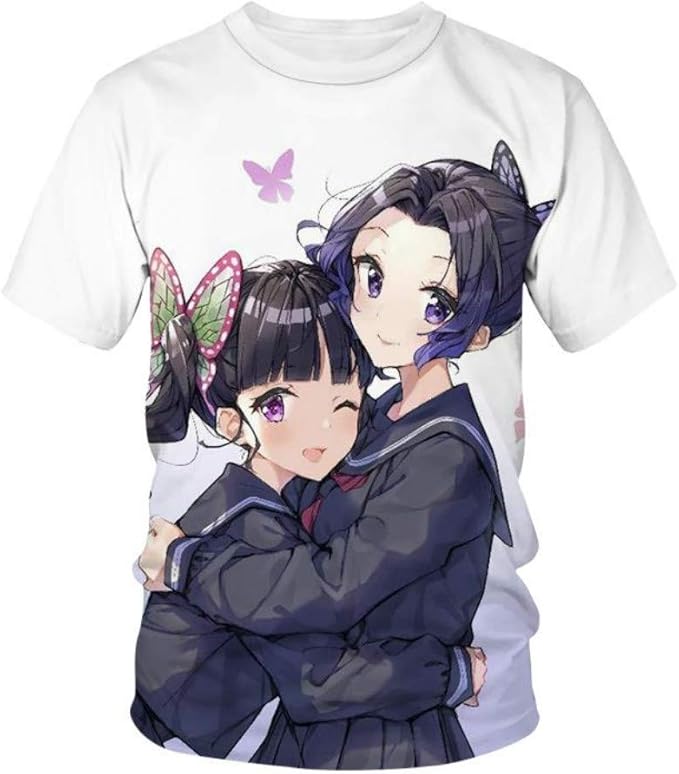 Anime Inspired Womens Crew Neck TShirt, Polyester Cotton Top Blouse