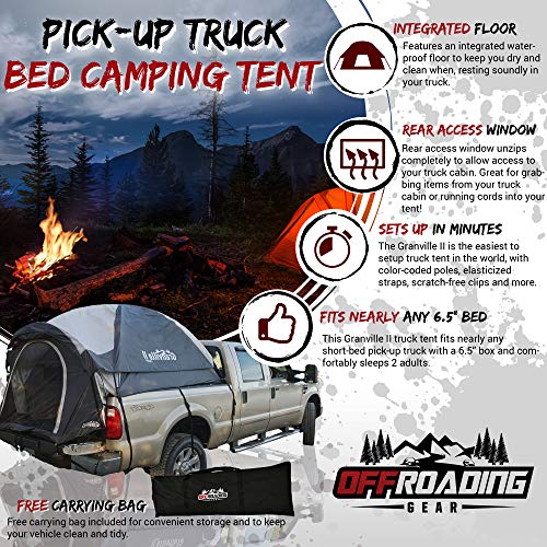 Offroading Gear Pickup Truck Bed Camping Tent, 6.5' Ft Box Length (Without Front Awning)