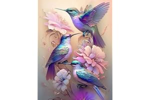 Diamond Painting Kits for Adults,5D DIY Hummingbird Diamond Art Kits Round Full Drill Gem Art and Crafts for Home Wall Decor 