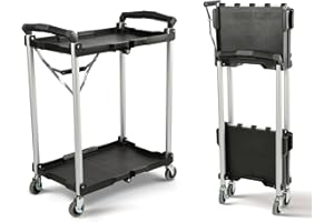 Olympia Tools 89-356 Pack-N-Roll Folding Collapsible Service Cart, Black, 50 Lb. Load Capacity per Shelf, 2-Layers