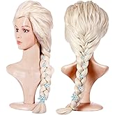 ANOGOL Hair Cap +(6 Hairpins) Blonde Cosplay Princess Wig for Women Long Princess Braided Wig Braid Costume Synthetic Hair for Halloween Party