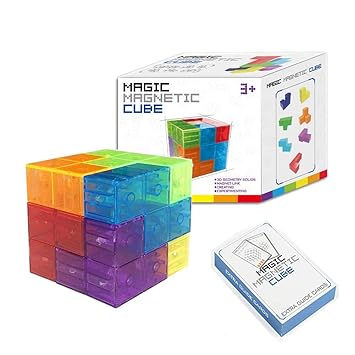 House of Queens Magic Magnetic Building Block - Educational Magnetic Tiles for Kids Stress Relief Toy Puzzle Cubes to Develops Intelligence, Ideal for Birthday Gifts (Crystal)
